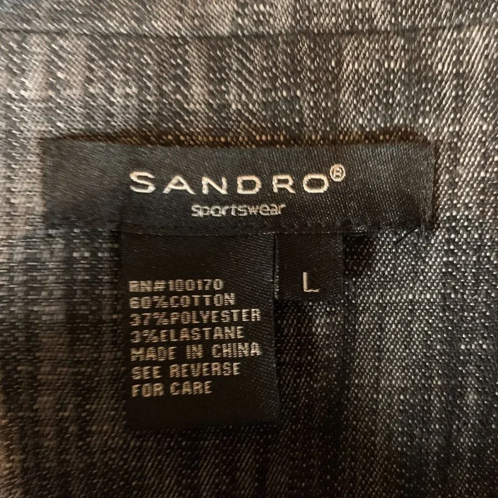 Sandro Blazer Women's Large Black Stretch Peplum Hem Button Front NWT 8585 - Picture 3 of 7